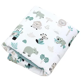 TupTam Baby Krabbeldecke 120x120 cm – Gepolstert, weich, Baumwolle, Farbe: Rund 120 cm/Zoo Grün