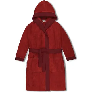 normani Kinderbademantel Kinder Bademantel aus Bio-Baumwolle Elounda, Bio-Baumwolle, Kapuze, Bindegürtel, Kinderbademantel aus weichem und schadtsofffreiem Material rot 134-140