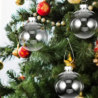 CLISPEED 20 Stücke Weihnachtskugeln Ornamente Füllbare Durchsichtige Kunststoff Weihnachtskugeln Transparente Kugel Ornamente Weihnachtsbaum Hängende Anhänger 3. 15/80Mm für Weihnachten