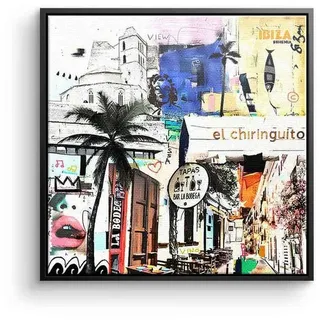 DOTCOMCANVAS® Leinwandbild Ibiza Funk, Leinwandbild Ibiza Funk Lifestyle Streetart Collage quadratisch weiß schwarz