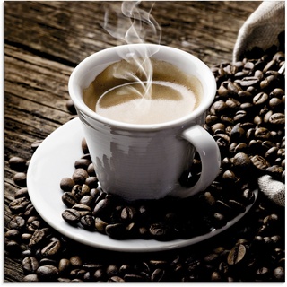 Glasbild ARTLAND "Heißer Kaffee - dampfender Kaffee" Bilder Gr. B/H: 20 cm x 20 cm, braun Bilder