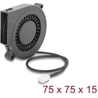 DeLock Radiallüfter / Lüftergebläse 12 V DC 75 x 75 x 15 mm mit 3-Pin Lüfteranschluss, schwarz