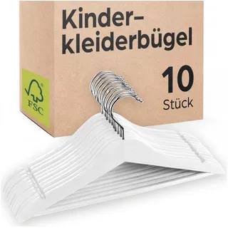Praknu Kleiderbügel Holzkleiderbügel Für Kinder, Babys - Robustes Buchenholz - Weiß, (Sets, 10-tlg), Kinderbügel - Perfekte Ordnung für Kinderkleidung von Kleinkindern weiß