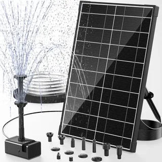 poposoap Solar Teichpumpe 8W mit Trockenlaufschutz und 8 Wassersprüh Modi