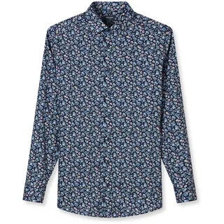 Olymp Businesshemd OLYMP "OLYMP Luxor, modern fit, New Kent", Herren, Gr. 44, Normaler Arm, marine, 100% Baumwolle, Hemden