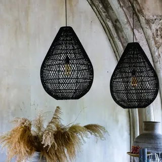 RAW MATERIALS Maze drop 1-flg. E27 60 cm Rattan/schwarz