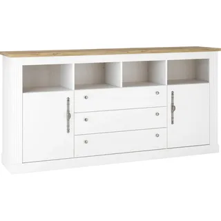 Sideboard OTTO HOME "WESTMINSTER", weiß (pinie weiß, wotan eiche), B:193cm H:96cm T:43cm, Sideboards, Sideboard, im romantischen Landhausstil