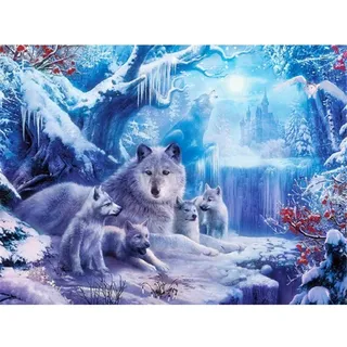 Yingxin34 Puzzle 3000 Teile Wolf im Schnee Puzzle Für Erwachsene Und Kinder Ab 14 Jahren-48.03x31.88 Zoll (122 x 81cm)