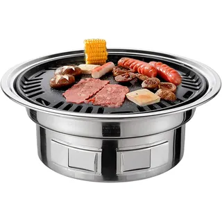 Multifunktionaler Barbecue-grill, Holzkohlegrill, Koreanischer Holzkohlegrill, Runder Grill, Tischgrill, Gegrilltes Netz Und Tablett, Für Innenhof/picknick/strand/camping