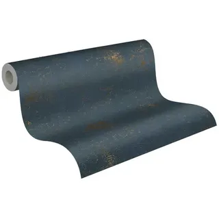 ascreation Vliestapete Putzoptik 53 cm x 1005 cm 300 g Petrol/Gold