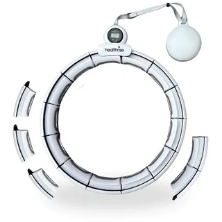 health rise Smart Hula Hoop | mit Zähler & Bauchgurt | größenverstellbar | 72 - 129 cm | besonders leise Weiß
