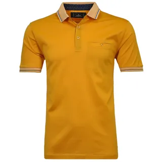 RAGMAN Poloshirt RAGMAN, Herren, Gr. L, gelb (mais, 055), Baumwolle, casual, regular fit, hoch geschlossener Ausschnitt, Kurzarm, Shirts