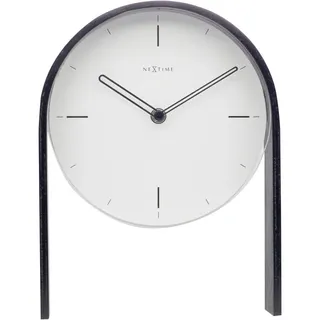 Nextime Tischuhr, Schwarz, Weiß, Holz, Glas, 21x27x6.5 cm, RoHS, CE, leises Uhrwerk, Dekoration, Uhren, Tischuhren