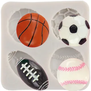 MINFEIDMS Ball Kuchen Dekoration Silikonformen Fußball Basketball Baseball Rugby Silikonformen für Kuchen Dekorieren Cupcake Topper Schokolade Gummipaste Polymer Clay
