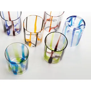 Zafferano Gläser-Set Tirache Bunter Mischkarton, 6-teiliges Set blau|braun|grau|grün|orange|rot|schwarz