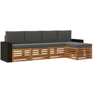 vidaXL Outdoor-Sofagarnitur 5-tlg. Natur/Anthrazit