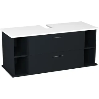 Garlivo Waschbeckenunterschrank GLA-120 Schwarz mit Schubladen, Badezimmer Waschtischunterschrank, Weiss- Breite 120 cm, Soft-Close, Push-to-Open/Tip-On, Hängend