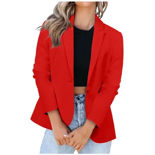KDEIHT Blazer Damen Sommer Kurzblazer Casual Business Jacke Arbeit Büro Strickjacke Einfarbig Revers Mantel Anzüge Slim Leicht Coat Langarm Elegant Bequem Sommermantel Vintage Lässiges Kleidung - L