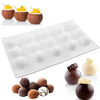 Holzsammlung 15 Löcher Silikonformen Kuchenform Silikon Kleine Halbkugel 3D Cube Silikonform Schokoladendesserts Silikon für Eisbomben, Fondant, Gelee, Muffins, Seifenformen Backform