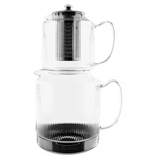 Almina Teekanne Glasteekanne "Freya" aus hochwertigem Borosilikatglas - 1L/2L, (1-St), Spülmaschinengeeignet, aus Glas weiß