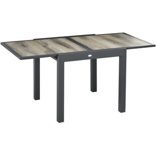 Gartentisch Mit Ausziehbarer Tischplatte Natur  Schwarz (Farbe: Mehrfarbig)