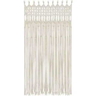 Tyvotrend Makramee Wandbehang Boho Vorhang Türvorhang Fenstervorhang, Handgemachte Gewebter Tapisserie Deko Tapisserie Tür Hängend für Wohnzimmer Kinderzimmer Hochzeitsfeier, Weiß, 120x195cm