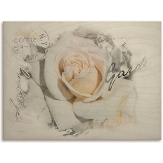 Artland Holzbild In Buchstaben - Rose, Blumenbilder (1 St) weiß