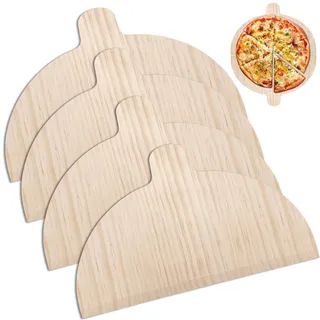 Pizzaschieber Holz 4 Stück, Pizzaschaufel, Pizza Schieber Pizzabrett, Flammkuchenbrett, Pizza Peel, Pizzaheber Brotbackschieber Holz ür Hausgemachte Pizzaz und Brot, 28 x 17 cm