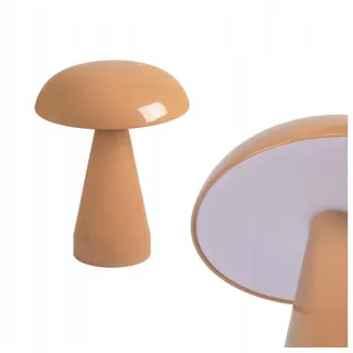 LightLogic Tischlampe 15,5x20,5 cm mit batteriebetrieben - Nachttischlampe mit Metallfuß und einer Kunststoffabdeckung pilzförmig - Tischleuchte für Flur, Wohnzimmer, Schlafzimmer, Dekolampe Beige