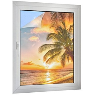 Klebefieber Sichtschutz Sonnenuntergang am Palmenstrand B x H: 90cm x 120cm