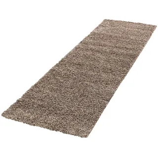 KADIMA DESIGN Hochflorteppich 80 x 250 cm Braun