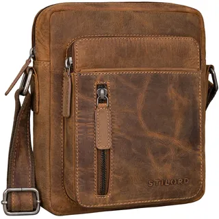 STILORD 'Dain' Umhängetasche Herren klein Leder Schultertasche Herrentasche zum Umhängen Herrenhandtasche Echt-Leder Crossbody Bag Ledertasche Vintage klein Echtleder, Farbe:bergamo - braun - S