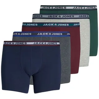 Jack & Jones Boxershorts Trunk (Set) Logobund, elastisch, im 5er Pack grau 3XL