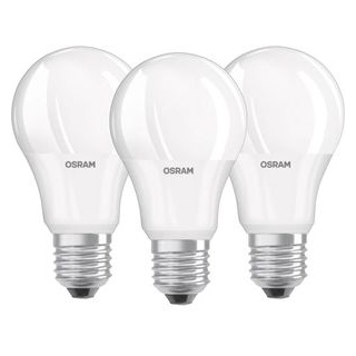 OSRAM LED-Lampe Base Classic A E27, warmweiß, 9 Watt (60W), matt, 3 Stück