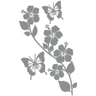 Samunshi® Blumenranke Wandtattoo kurz 32 x 50cm mittelgrau