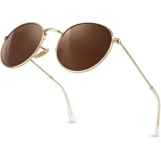 Polarisierte Verspiegelte Runde Sonnenbrille UV400 Schutz Damen Herren