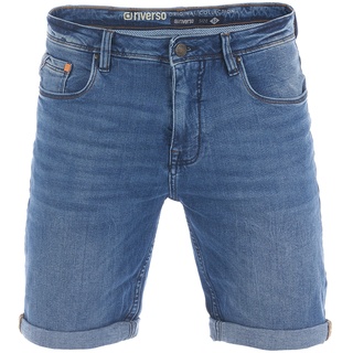 riverso Herren Jeans Shorts RIVUdo Regular Fit Regular Fit Blau Blau Reißverschluss W 32