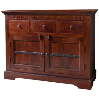 Massivmoebel24 Kommode Akazie 120 x 90 x 40 cm Dunkelbraun