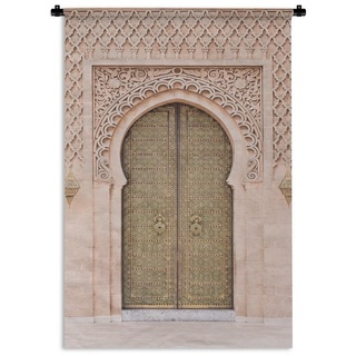 MuchoWow Wanddekoobjekt Marokkanische Tür - Rosa - Kunst - Tor, Wanddeko für Wohnzimmer, Schlafzimmer, Kleid, Wandbehang, Kinderzimmer bunt 90 cm x 135 cm