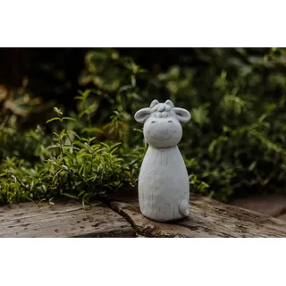 gartendekoparadies.de Gartenfigur Lustige Steinfiguren, Kuh Hase Katze Eule Frosch, Steinguss, 24-26 cm, Frostsicher grau 12 cm x 10 cm x 23 cm