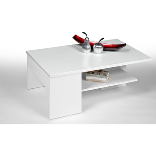 Alfa-Tische Billy Couchtisch weiß Dekor,extravagante Form,Schublade, Holzwerkstoff, Mittelgroß