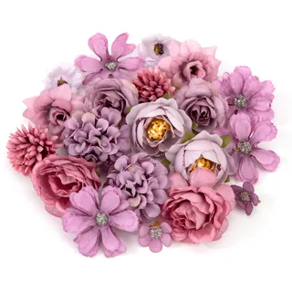 Heveer Kunstblumen Blumenköpfe Künstliche Blumen Mini Blütenköpfe für Hochzeit Home Basteln Scrapbooking Deko (Violett)
