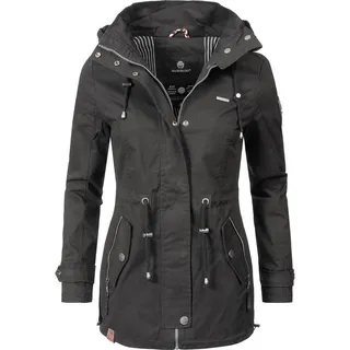 Marikoo Damen leichte Übergangsjacke Baumwoll-Parka mit Kapuze Nyokoo Schwarz Gr. M - M