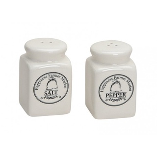 Salz- und Pfefferstreuer aus Keramik "Salt & Pepper" B5/T5/H7 cm im Retro-Stil weiß
