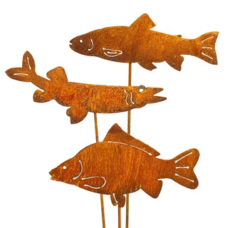 Blümelhuber Fische Rost Deko für den Garten - Metall Edelrost Gartenstecker Fisch Figur auch für den Balkon oder die Haustüre
