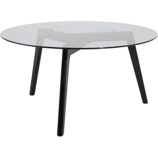 Carryhome Couchtisch, Grau, Schwarz, Holz, Glas, Eiche, massiv, rund, rund, 90x45x90 cm, Wohnzimmer, Wohnzimmertische, Couchtische, Couchtische Glas