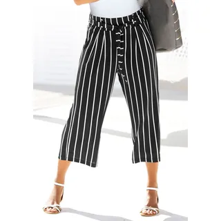 Culotte LASCANA Gr. 46, N-Gr, schwarz-weiß (schwarz, weiß, gestreift) Damen Hosen Strandhosen in 78-Länge und Bindegürtel, Stoffhose, elegant sommerlich