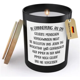 22Feels Duftkerze Deko In Erinnerung Opa Trauer Geschenk Andenken Grossvater Kondolenz, MADE IN GERMANY, Europäisches Sojawachs, Handgegossen schwarz