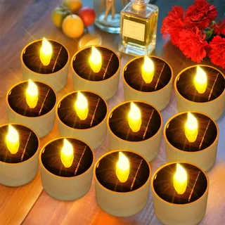Yeehliny Solar Teelichter Außen Wasserdicht Wiederverwendbare LED Teelicht Kerzen Kerzenlichter Kerzenlampe für Camping Laterne Garten Hochzeit Festival Dekoration (16 Stück)