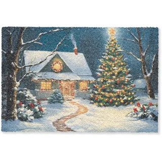 FUSSMATTE Weihnachten - Weihnachtsbaum - Winter - Zuhause - Schnee Schmutzfänger 60x40 cm
